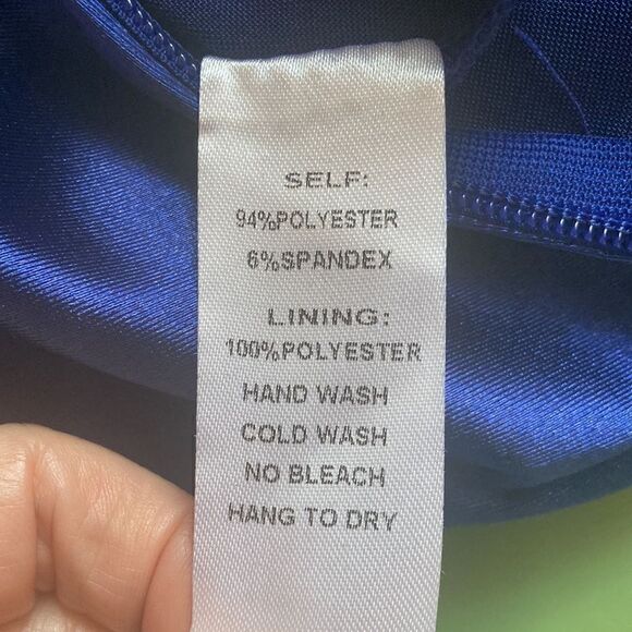 Obsession Fashion Apparel NWT Royal Blue Satin Floor Length Dress Split Front. - Picture 7 of 7